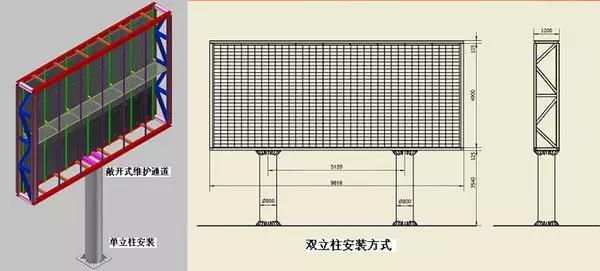 洪海LED顯示屏雙立柱安裝方式